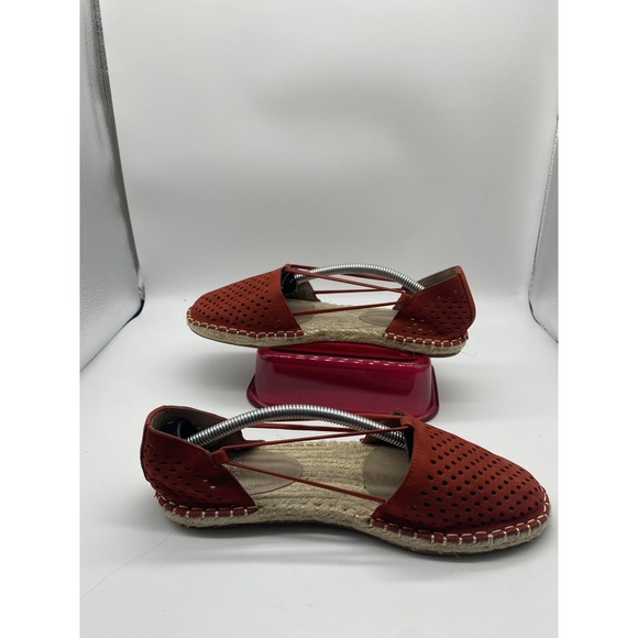 Eileen Fisher Lee 2 Women Espadrille Shoe Size 7.5 Elastic Leather Slip On‎ Red - Picture 2 of 7